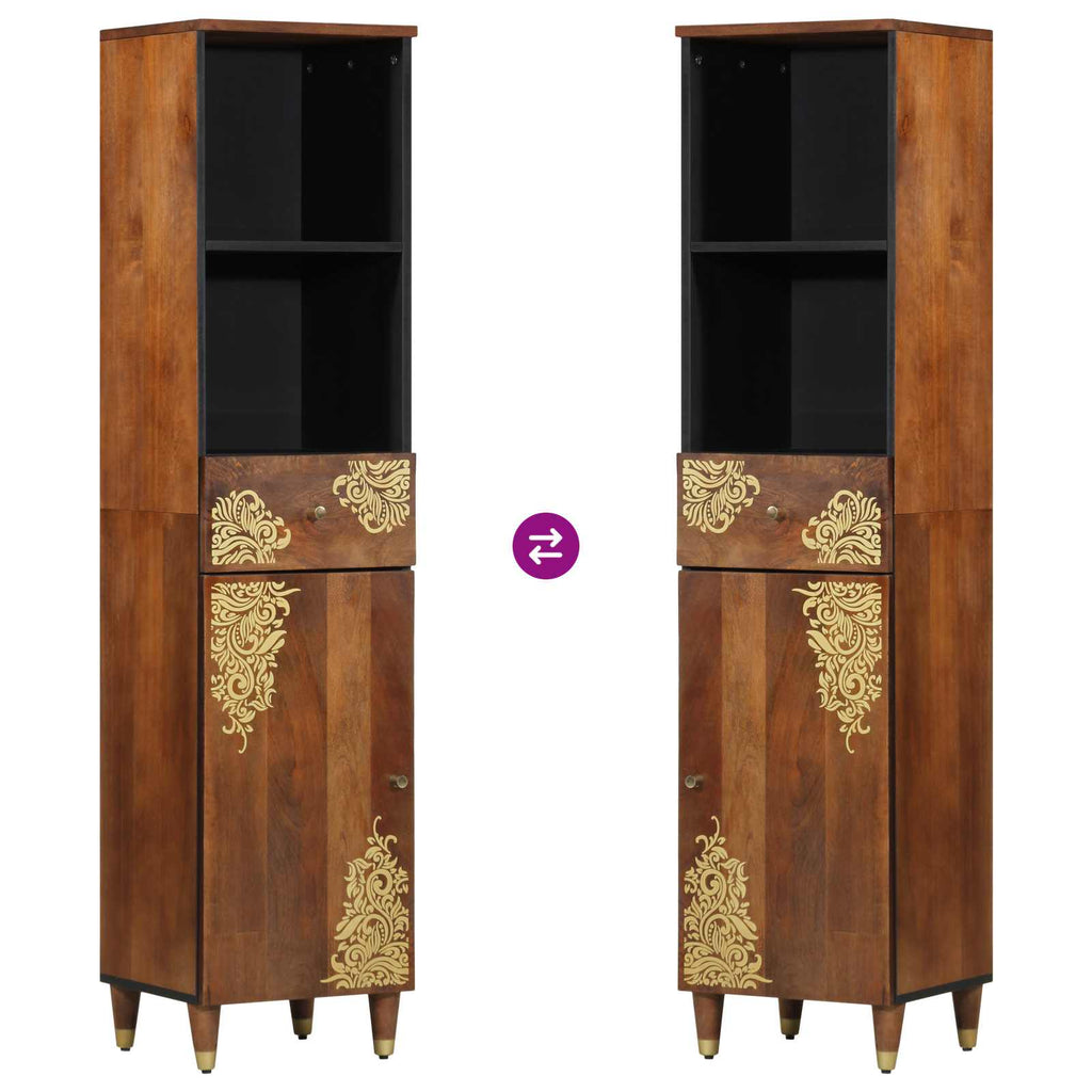 Badezimmerschrank Honigbraun 38 x 33 x 160 cm Massivholz Mango