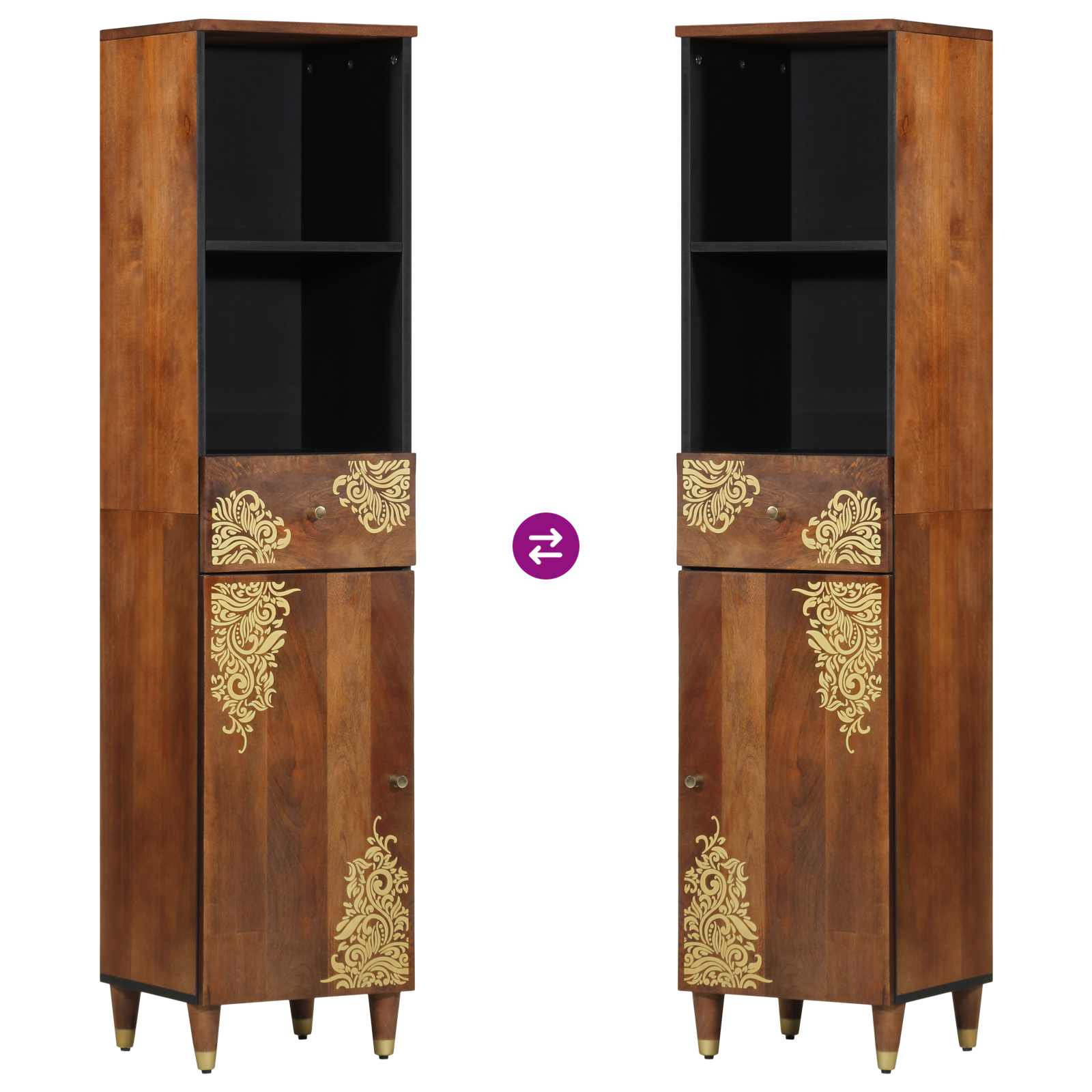 Badezimmerschrank Honigbraun 38 x 33 x 160 cm Massivholz Mango