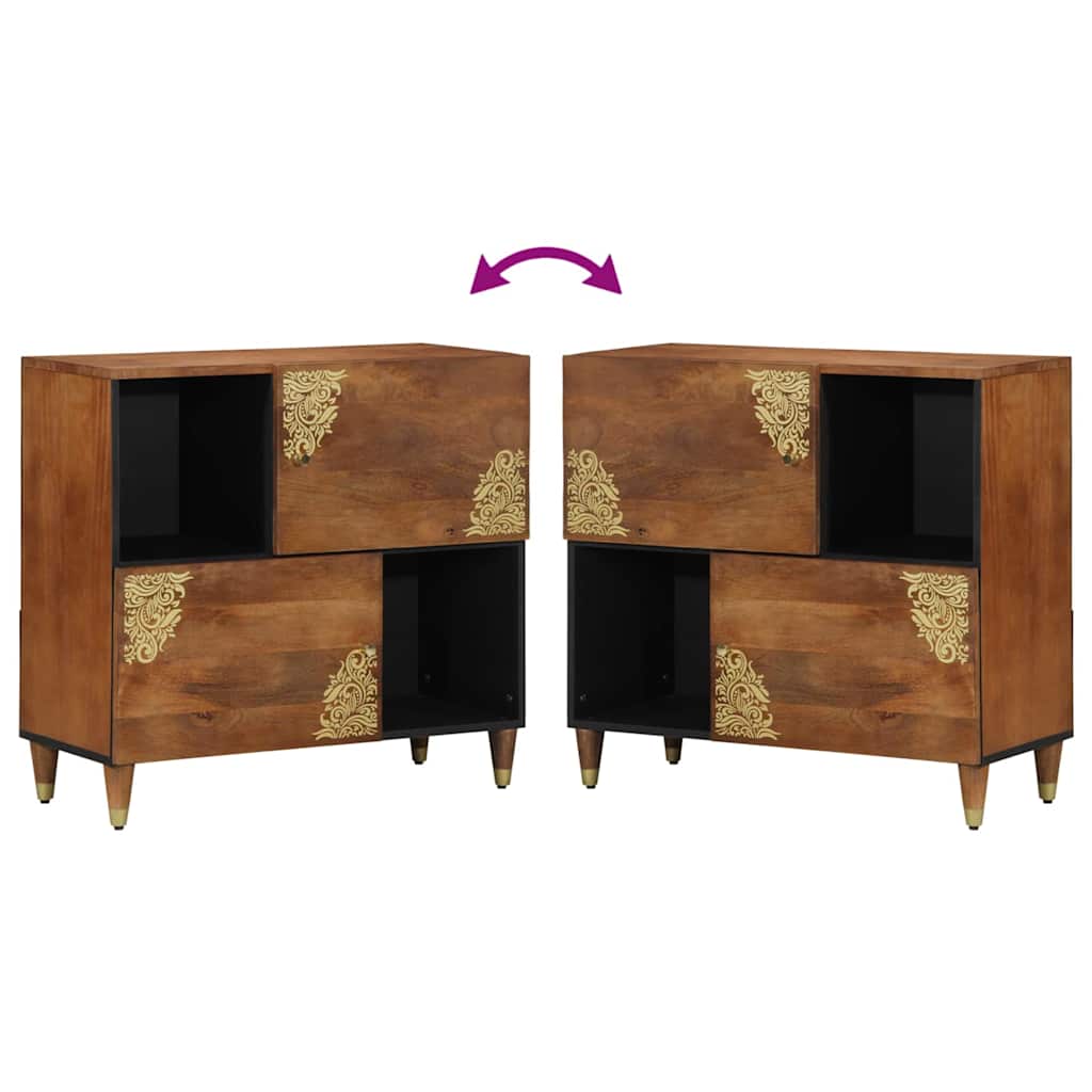 Sideboard mit Regal Braun 80 x 33 x 75 cm Massivholz Mango