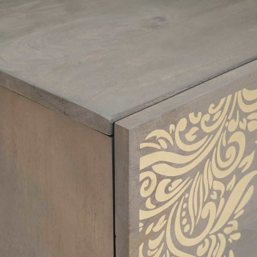Nachttisch mit Tür Grau 40 x 33 x 46 cm Massivholz Mango