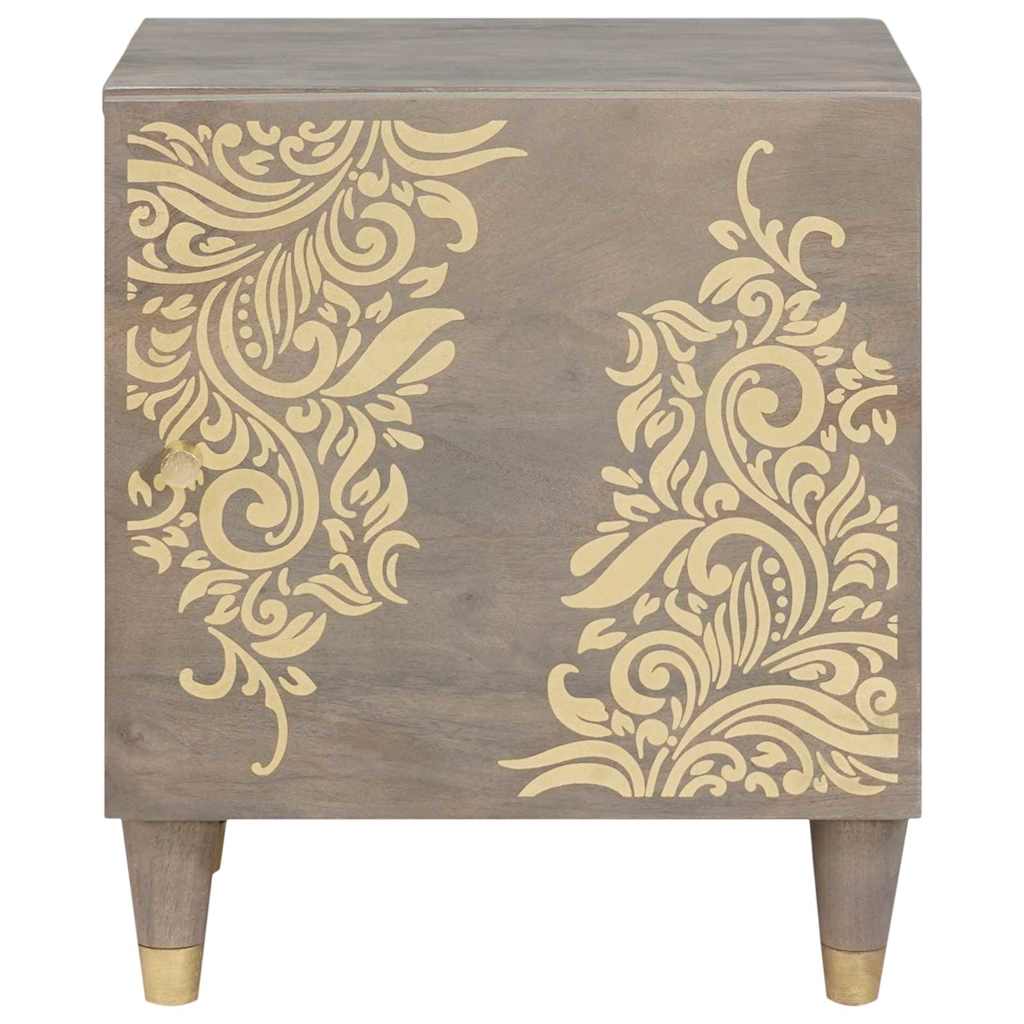 Nachttisch mit Tür Grau 40 x 33 x 46 cm Massivholz Mango