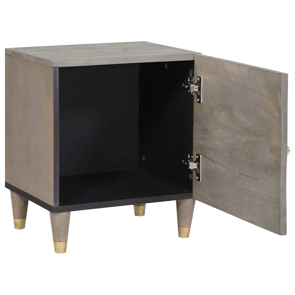 Nachttisch mit Tür 2 pcs Grau 40 x 33 x 46 cm Massivholz Mango