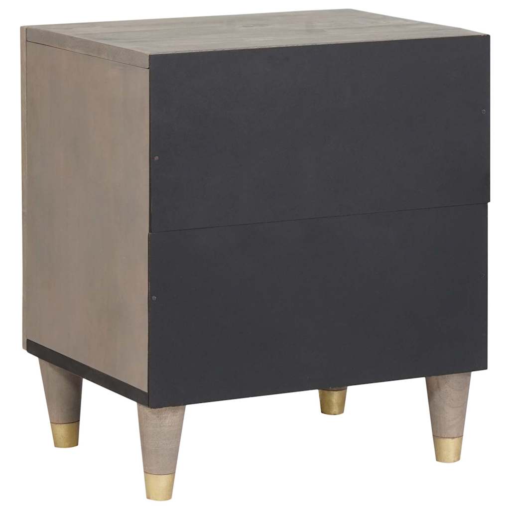 Nachttisch mit Tür 2 pcs Grau 40 x 33 x 46 cm Massivholz Mango