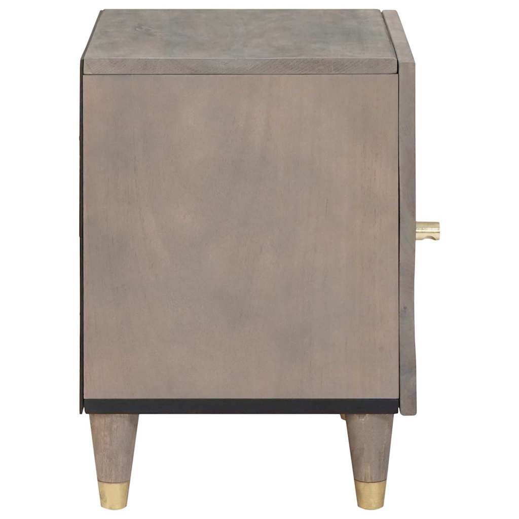 Nachttisch mit Tür 2 pcs Grau 40 x 33 x 46 cm Massivholz Mango