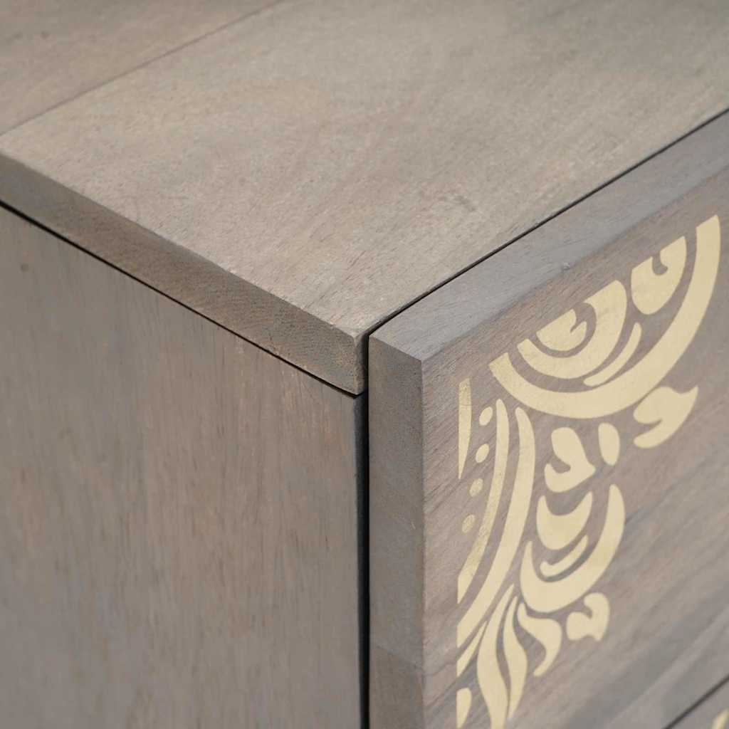 Nachttisch mit Schubladen Grau 40 x 33 x 46 cm Massivholz Mango