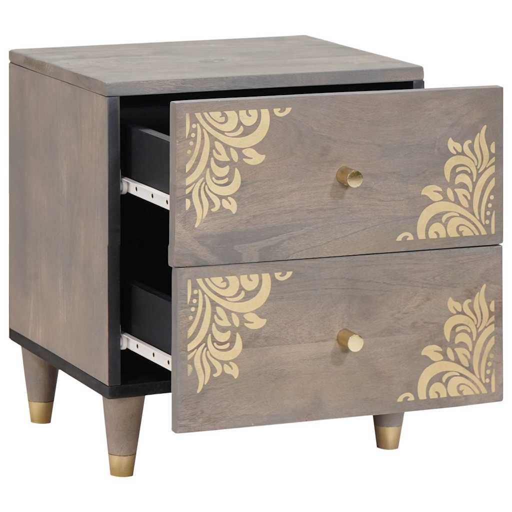 Nachttisch mit Schubladen Grau 40 x 33 x 46 cm Massivholz Mango