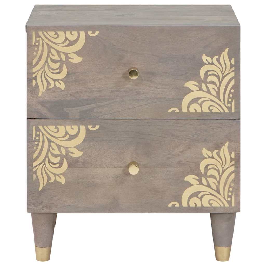 Nachttisch mit Schubladen Grau 40 x 33 x 46 cm Massivholz Mango