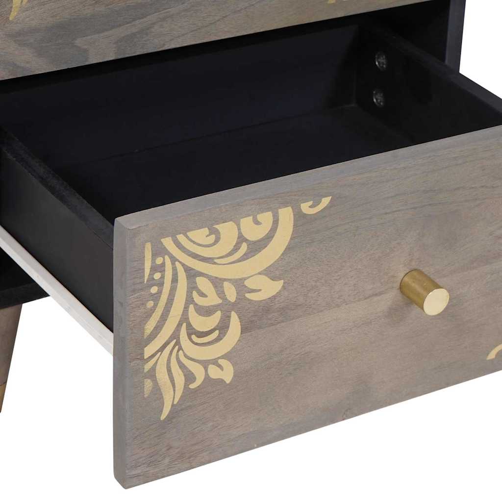 Nachttisch 2 pcs Grau 40 x 33 x 46 cm Massivholz Mango