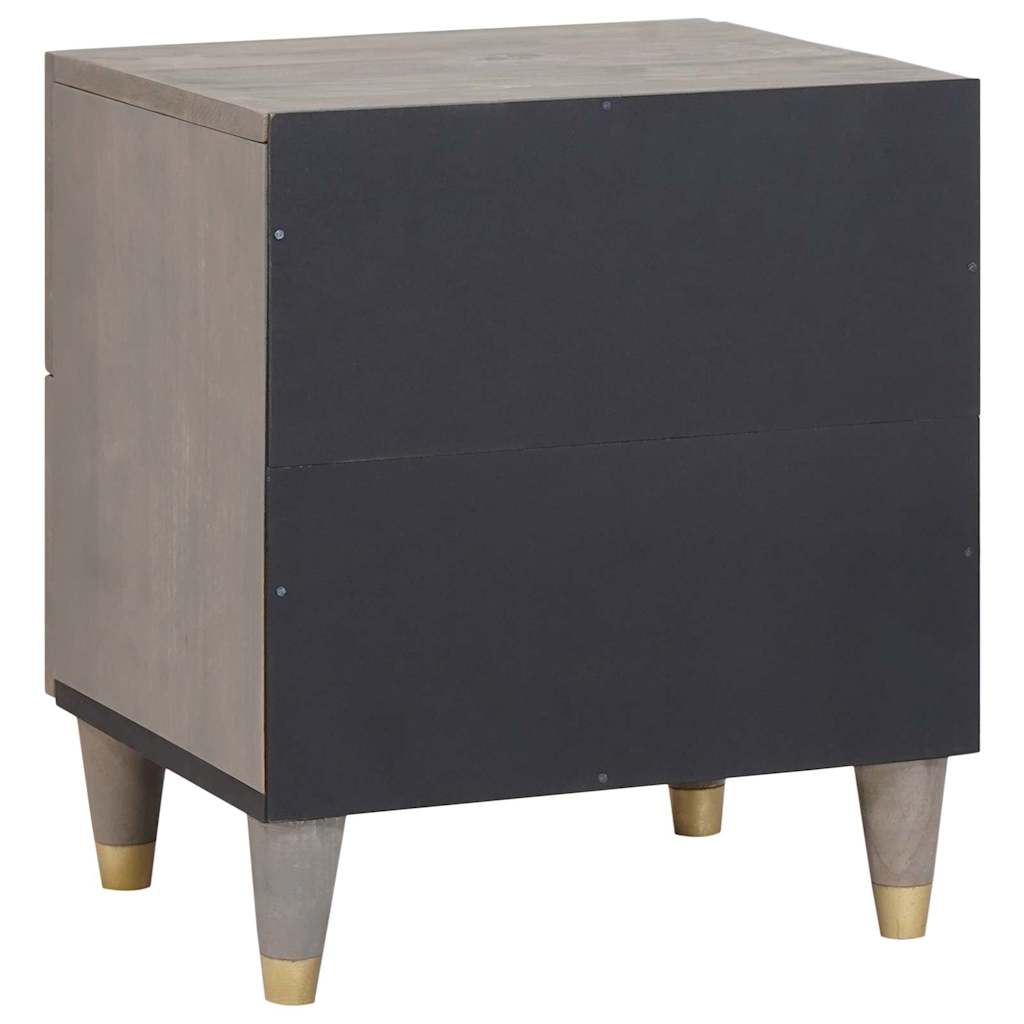 Nachttisch 2 pcs Grau 40 x 33 x 46 cm Massivholz Mango