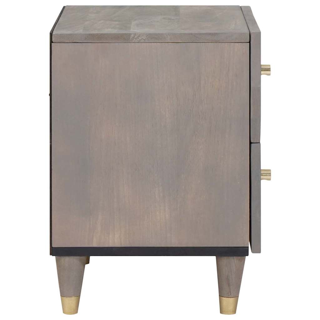 Nachttisch 2 pcs Grau 40 x 33 x 46 cm Massivholz Mango