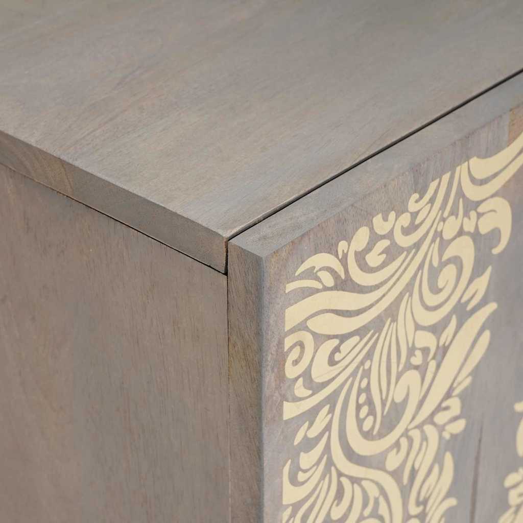 TV-Schränk mit Regal Grau 105 x 33 x 46 cm Massivholz Mango