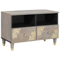 TV-Schränk mit Schubladen Grau 70 x 33 x 46 cm Massivholz Mango
