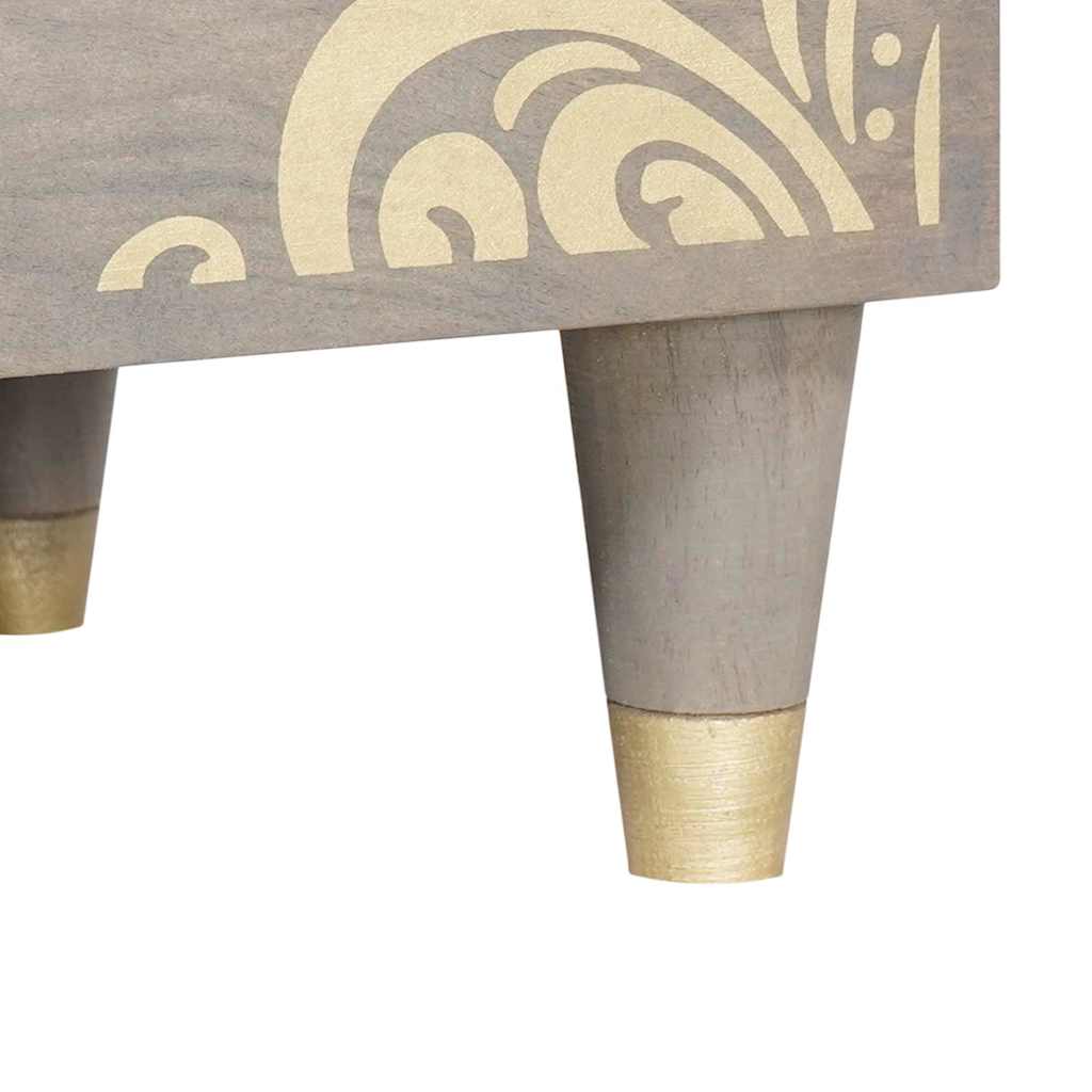 Sideboard Grau und Gold 60 x 33 x 75 cm Massivholz Mango