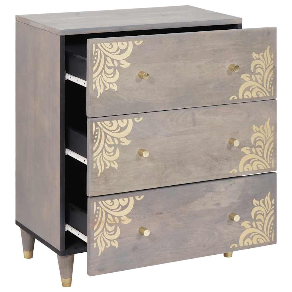 Sideboard Grau und Gold 60 x 33 x 75 cm Massivholz Mango