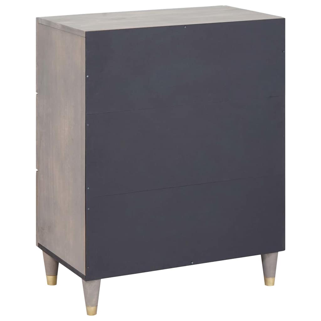 Sideboard Grau und Gold 60 x 33 x 75 cm Massivholz Mango