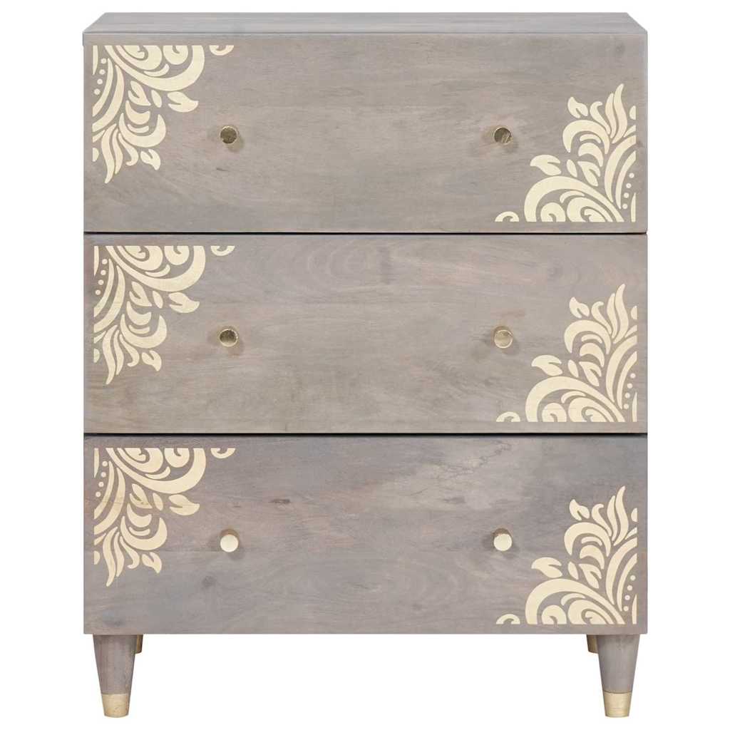Sideboard Grau und Gold 60 x 33 x 75 cm Massivholz Mango