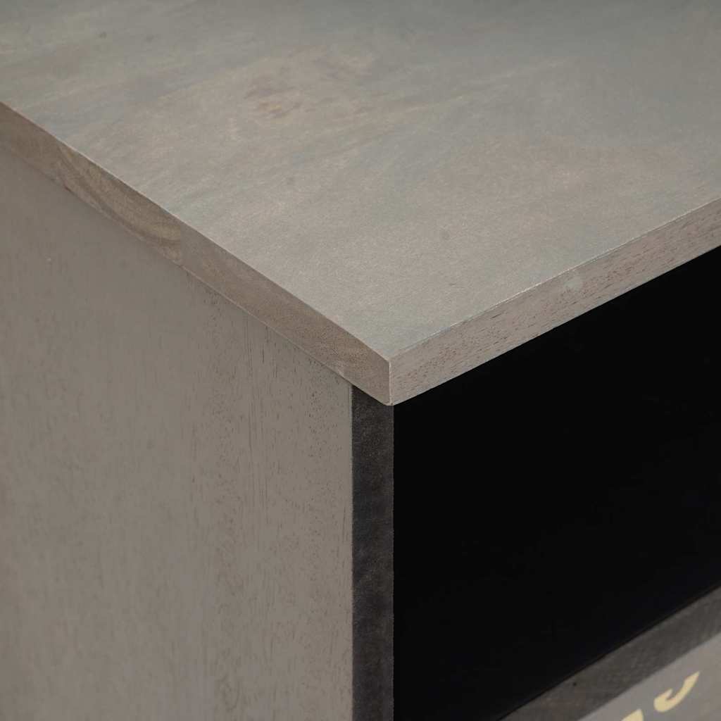 Nachttisch mit Schubladen Grau 40 x 33 x 46 cm Massivholz Mango