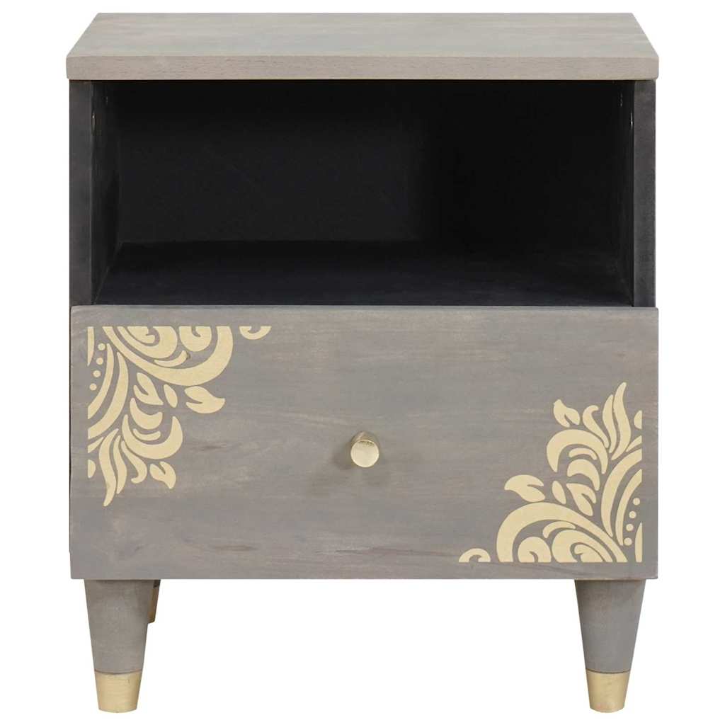 Nachttisch mit Schubladen Grau 40 x 33 x 46 cm Massivholz Mango
