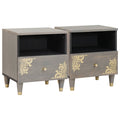 Nachttisch 2 pcs Grau 40 x 33 x 46 cm Massivholz Mango