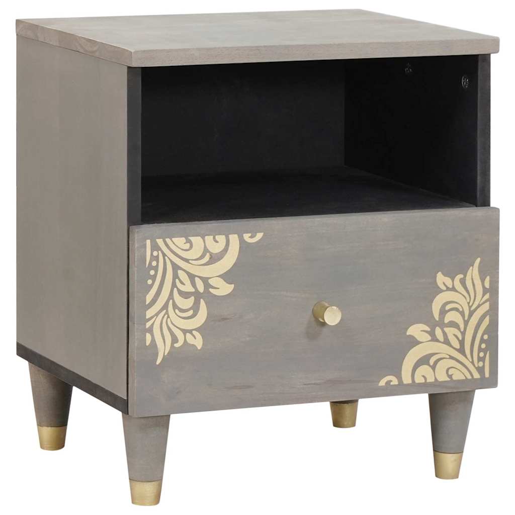 Nachttisch 2 pcs Grau 40 x 33 x 46 cm Massivholz Mango