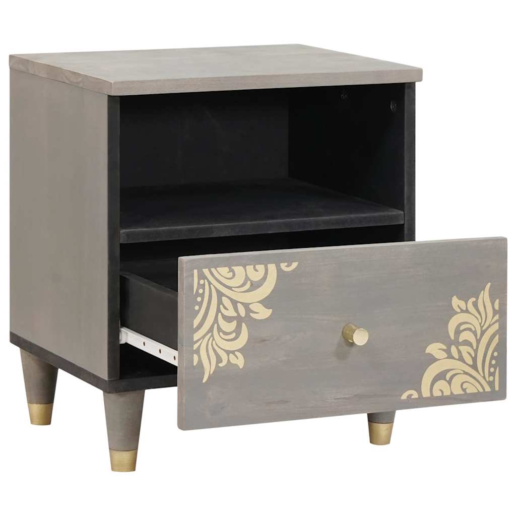 Nachttisch 2 pcs Grau 40 x 33 x 46 cm Massivholz Mango