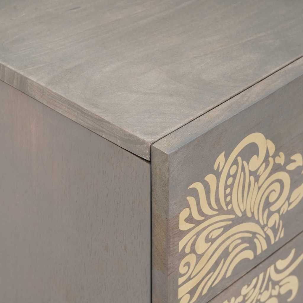 Nachttisch mit Tür Grau 50 x 33 x 60 cm Massivholz Mango