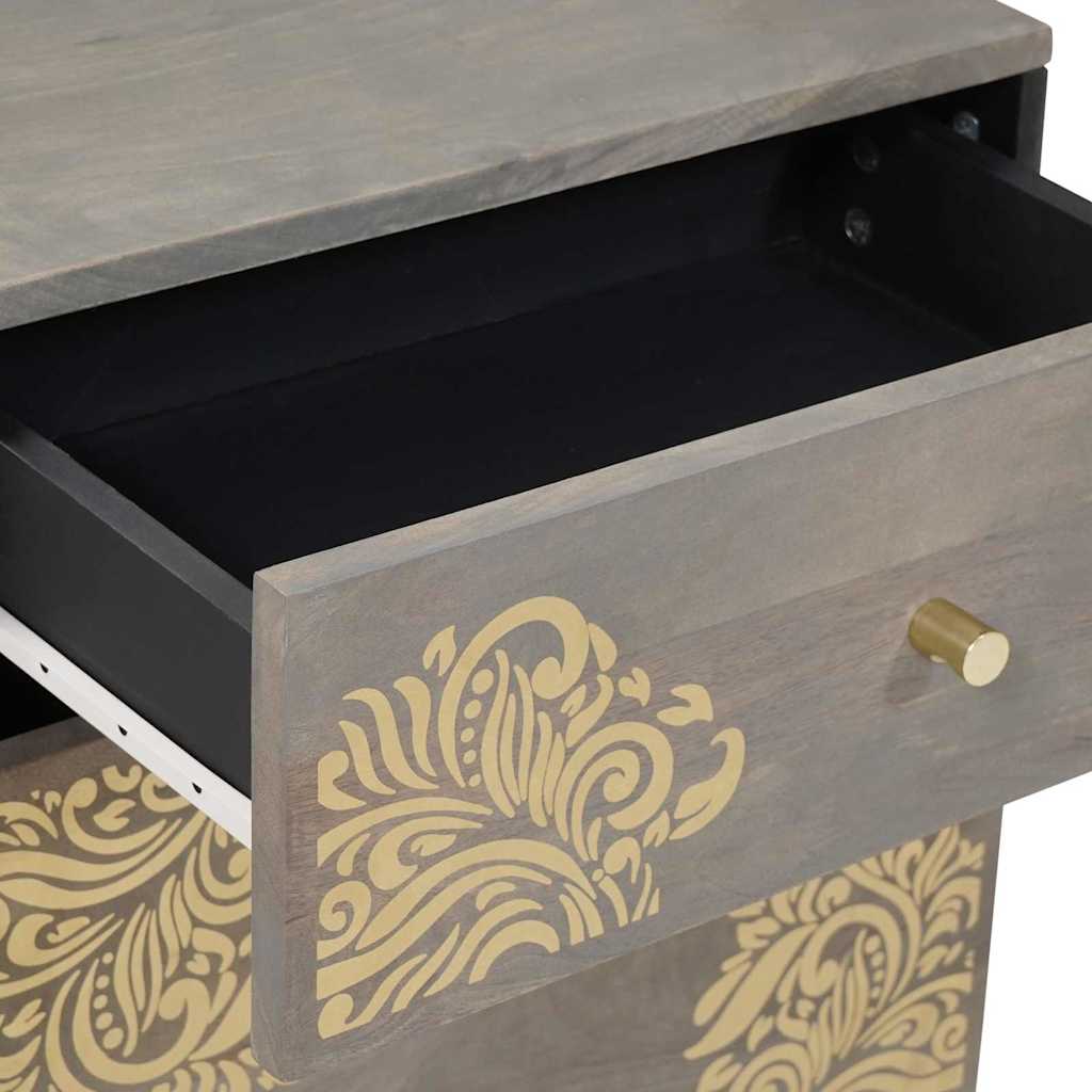 Nachttisch mit Tür Grau 50 x 33 x 60 cm Massivholz Mango
