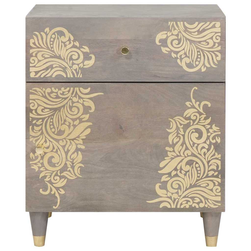 Nachttisch mit Tür Grau 50 x 33 x 60 cm Massivholz Mango