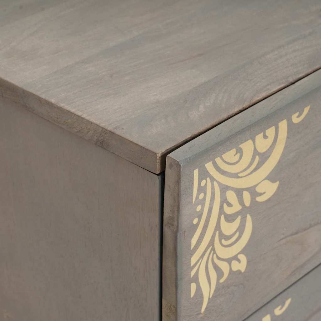 Nachttisch mit Schubladen Grau 50 x 33 x 62 cm Massivholz Mango
