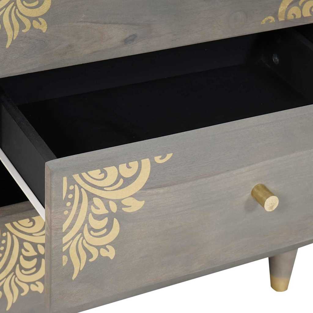 Nachttisch mit Schubladen Grau 50 x 33 x 62 cm Massivholz Mango
