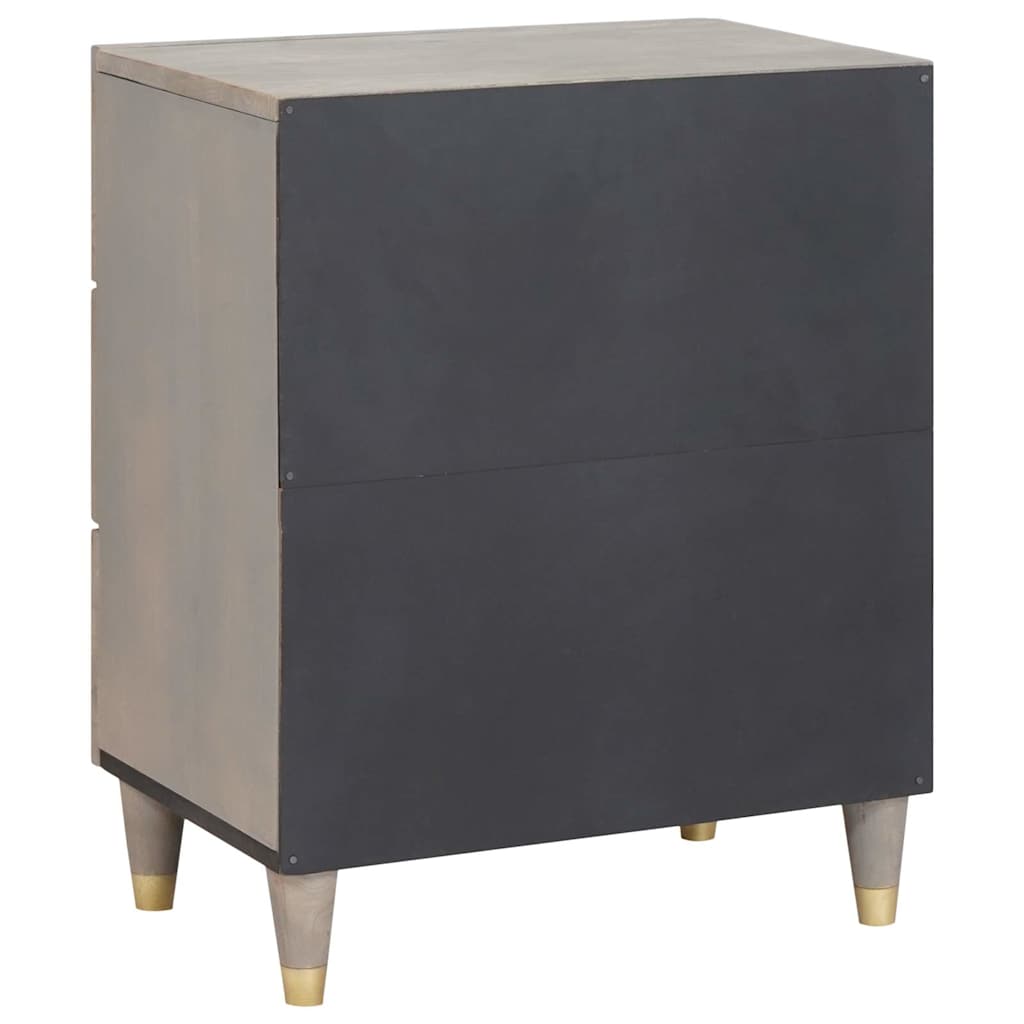 Nachttisch mit Schubladen Grau 50 x 33 x 62 cm Massivholz Mango