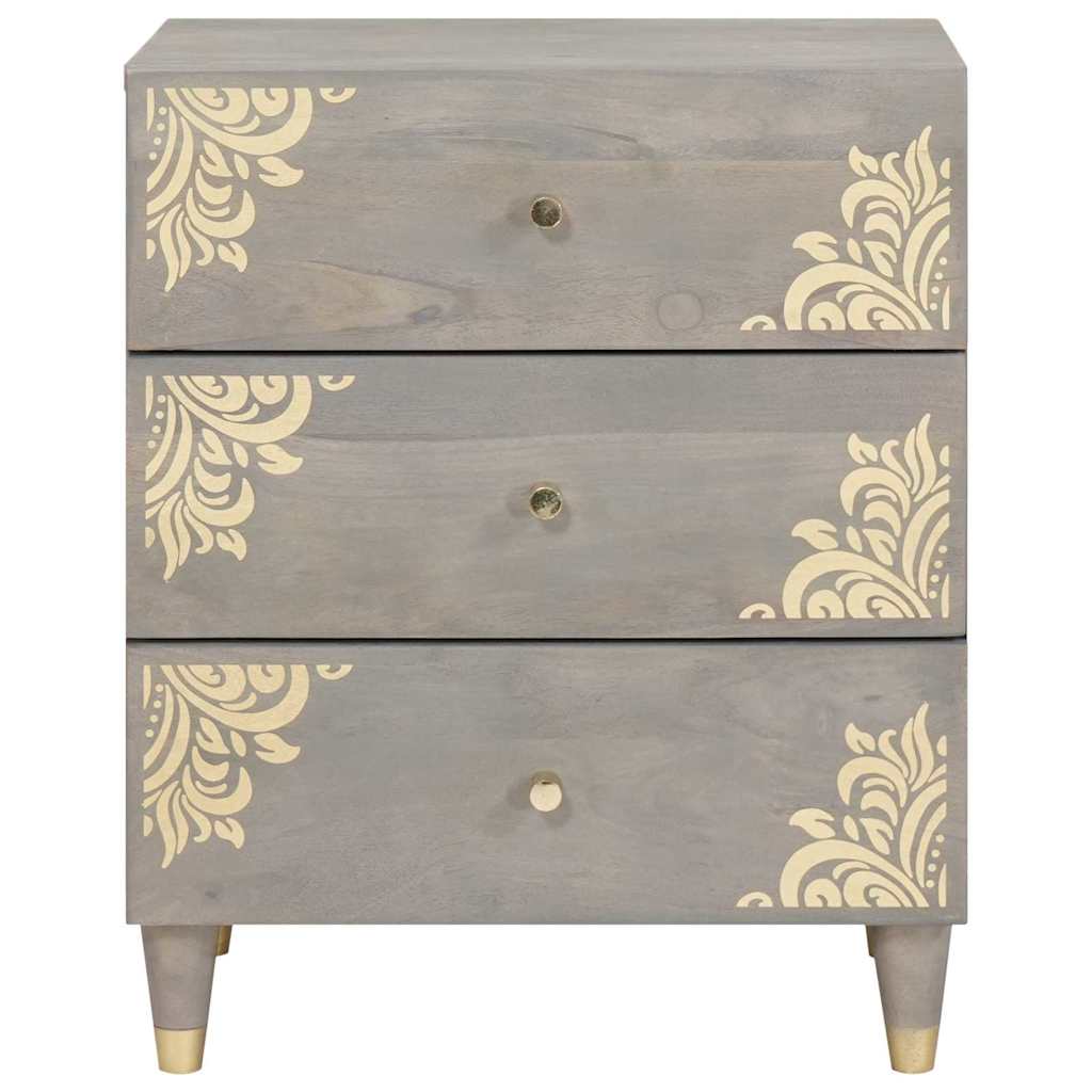 Nachttisch mit Schubladen Grau 50 x 33 x 62 cm Massivholz Mango