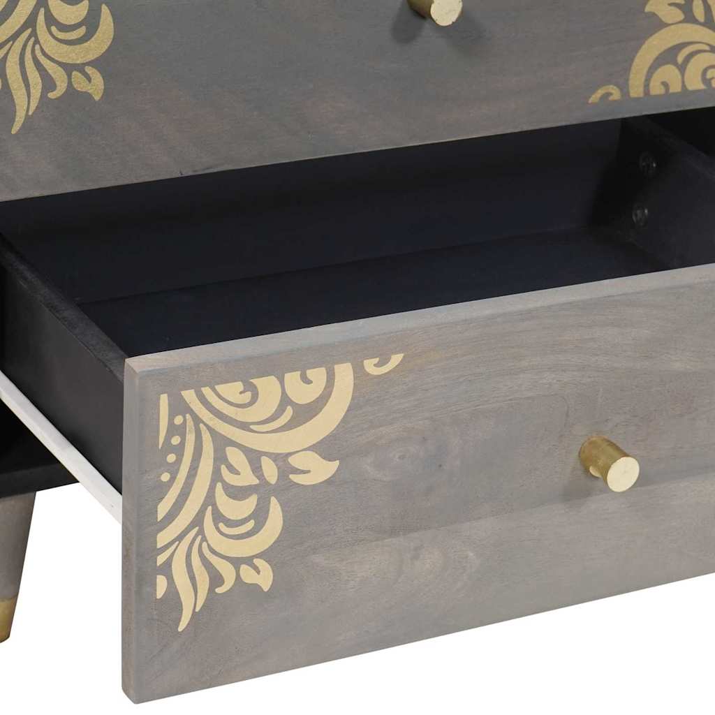 Nachttisch mit Schubladen Grau 50 x 33 x 62 cm Massivholz Mango