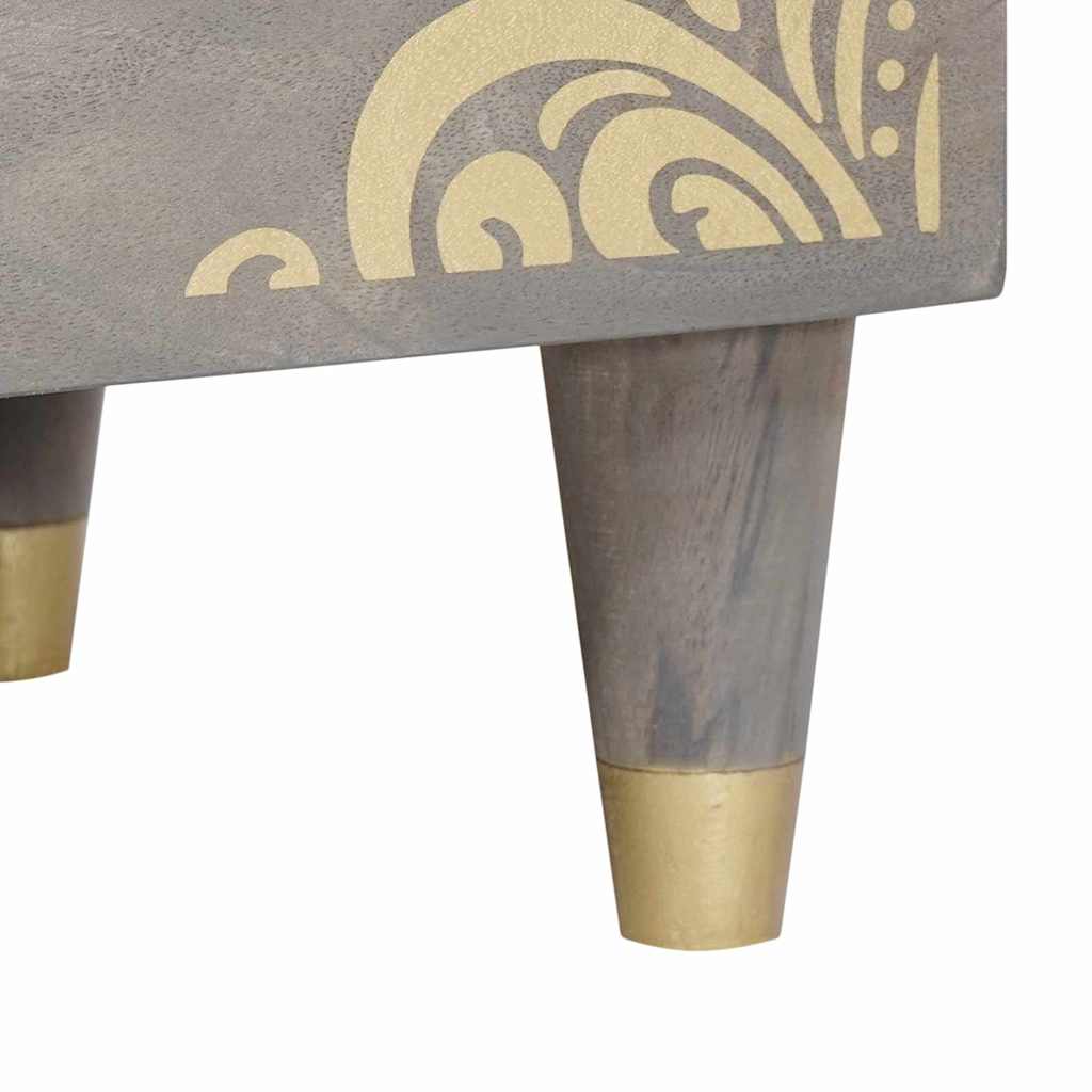 Nachttisch mit Schubladen Grau 50 x 33 x 62 cm Massivholz Mango