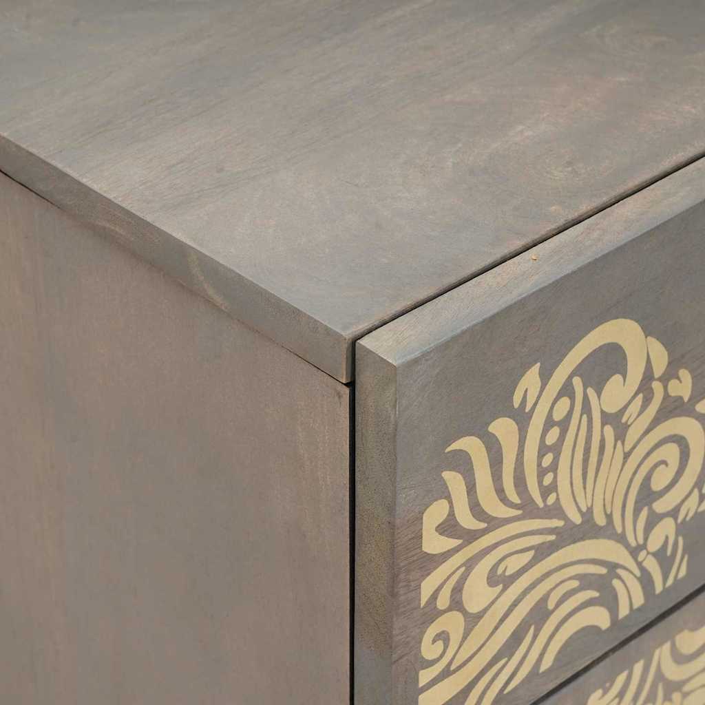 Nachttisch mit Tür Grau 50 x 33 x 60 cm Massivholz Mango