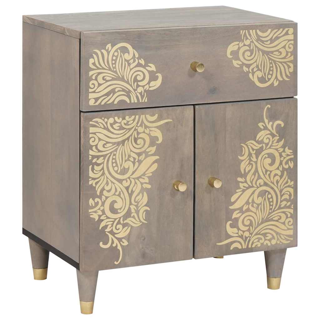 Nachttisch mit Tür Grau 50 x 33 x 60 cm Massivholz Mango