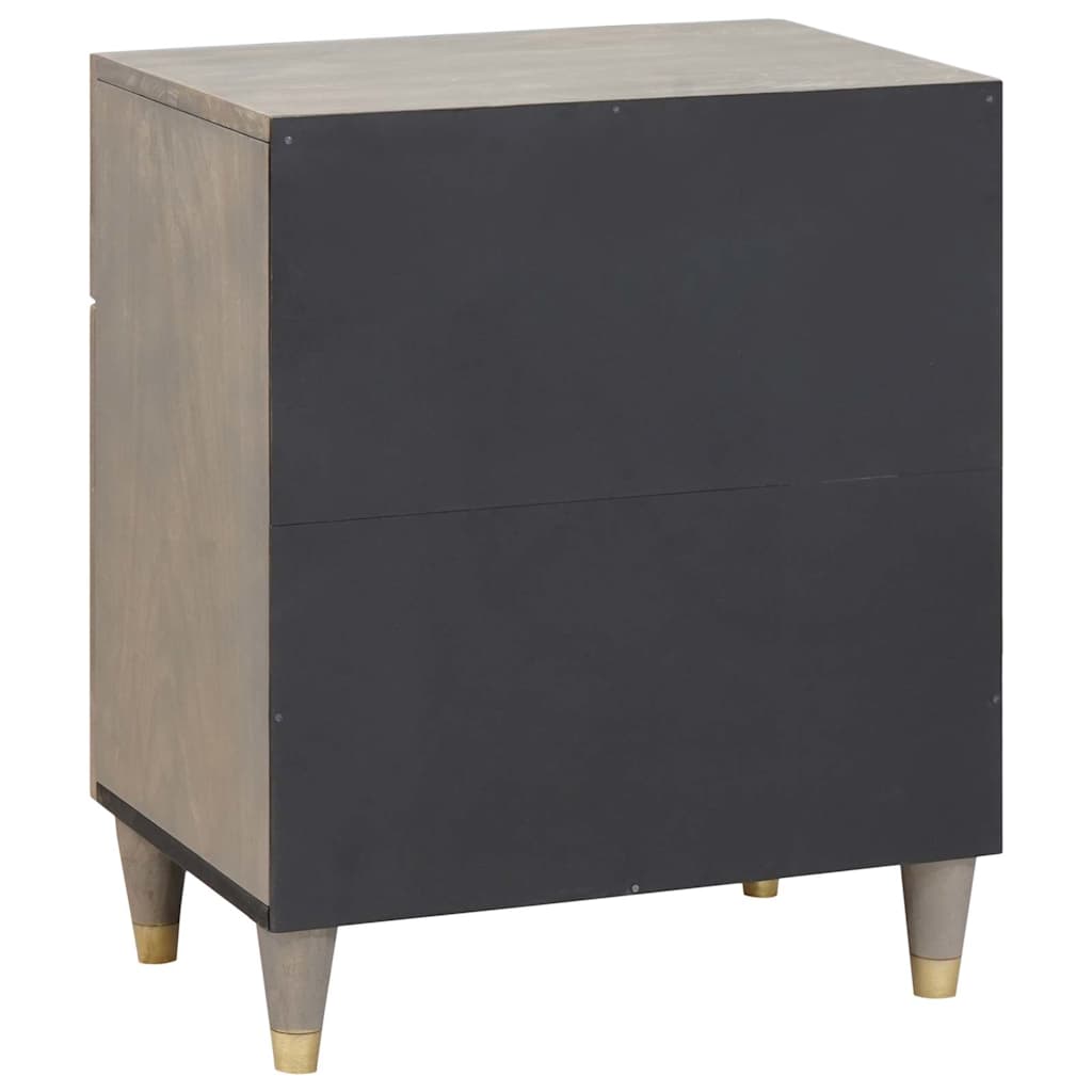 Nachttisch mit Tür Grau 50 x 33 x 60 cm Massivholz Mango