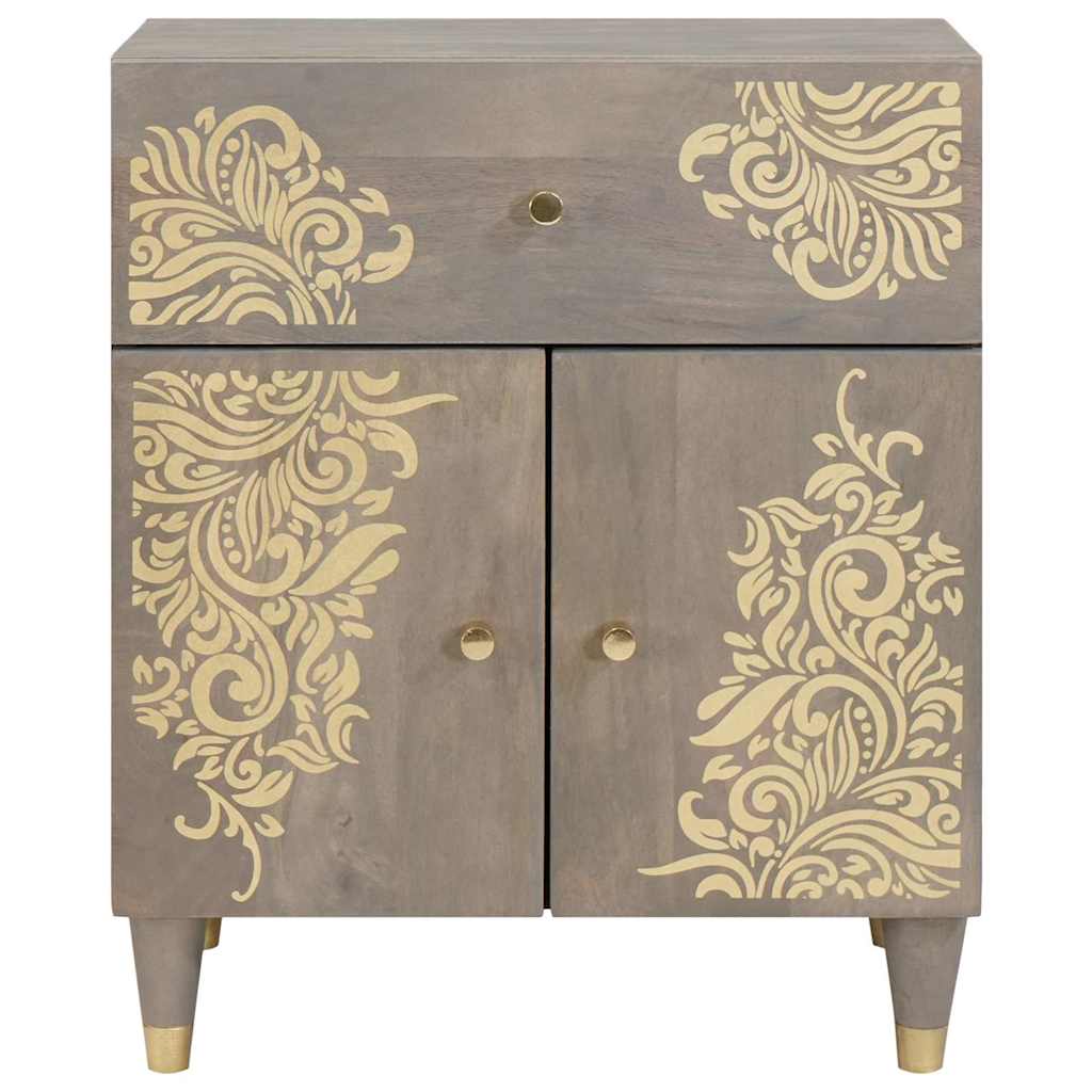 Nachttisch mit Tür Grau 50 x 33 x 60 cm Massivholz Mango