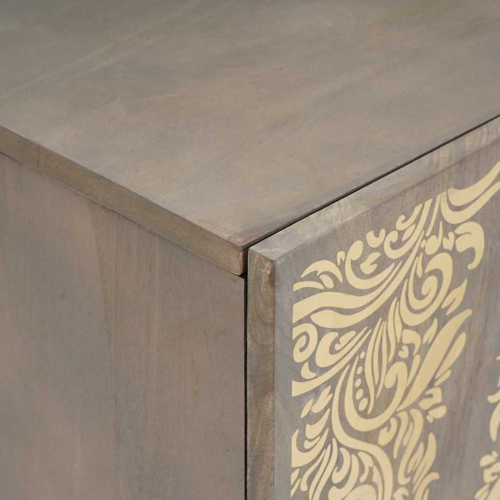 TV-Schränk mit Regal Grau 105 x 33 x 46 cm Massivholz Mango