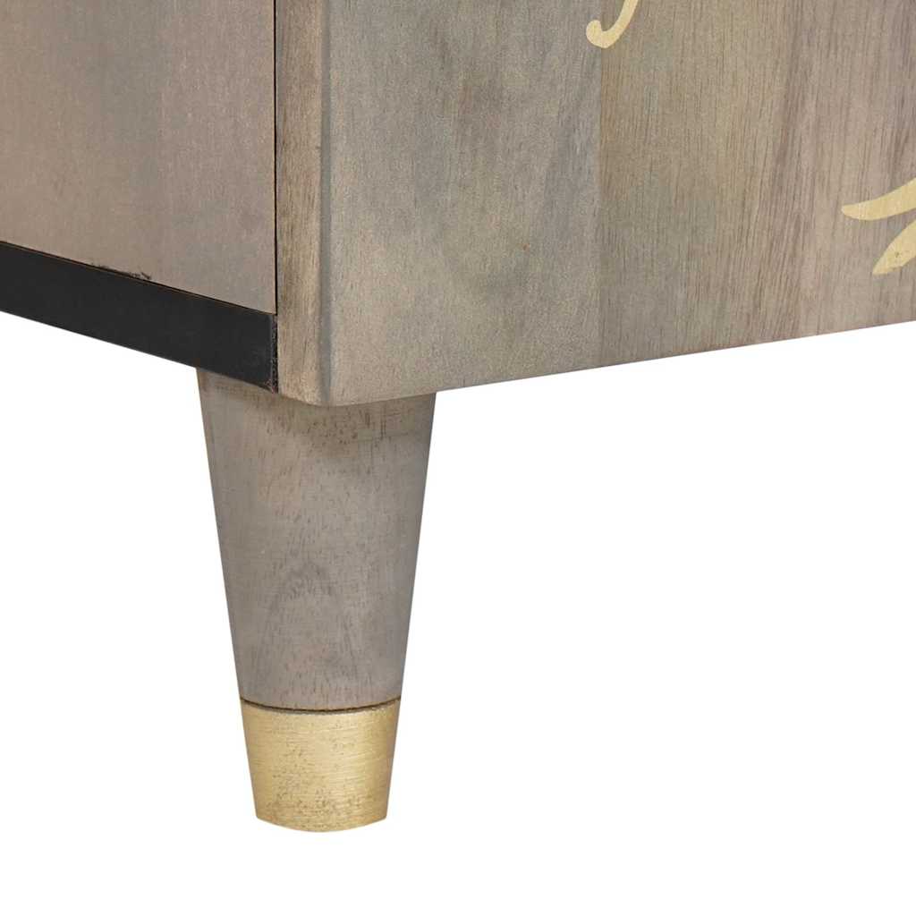 TV-Schränk mit Regal Grau 105 x 33 x 46 cm Massivholz Mango