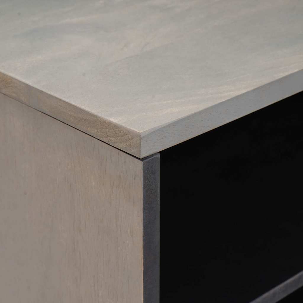 TV-Schränk mit Regal Grau 80 x 33 x 46 cm Massivholz Mango