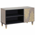 TV-Schränk mit Regal Grau 80 x 33 x 46 cm Massivholz Mango