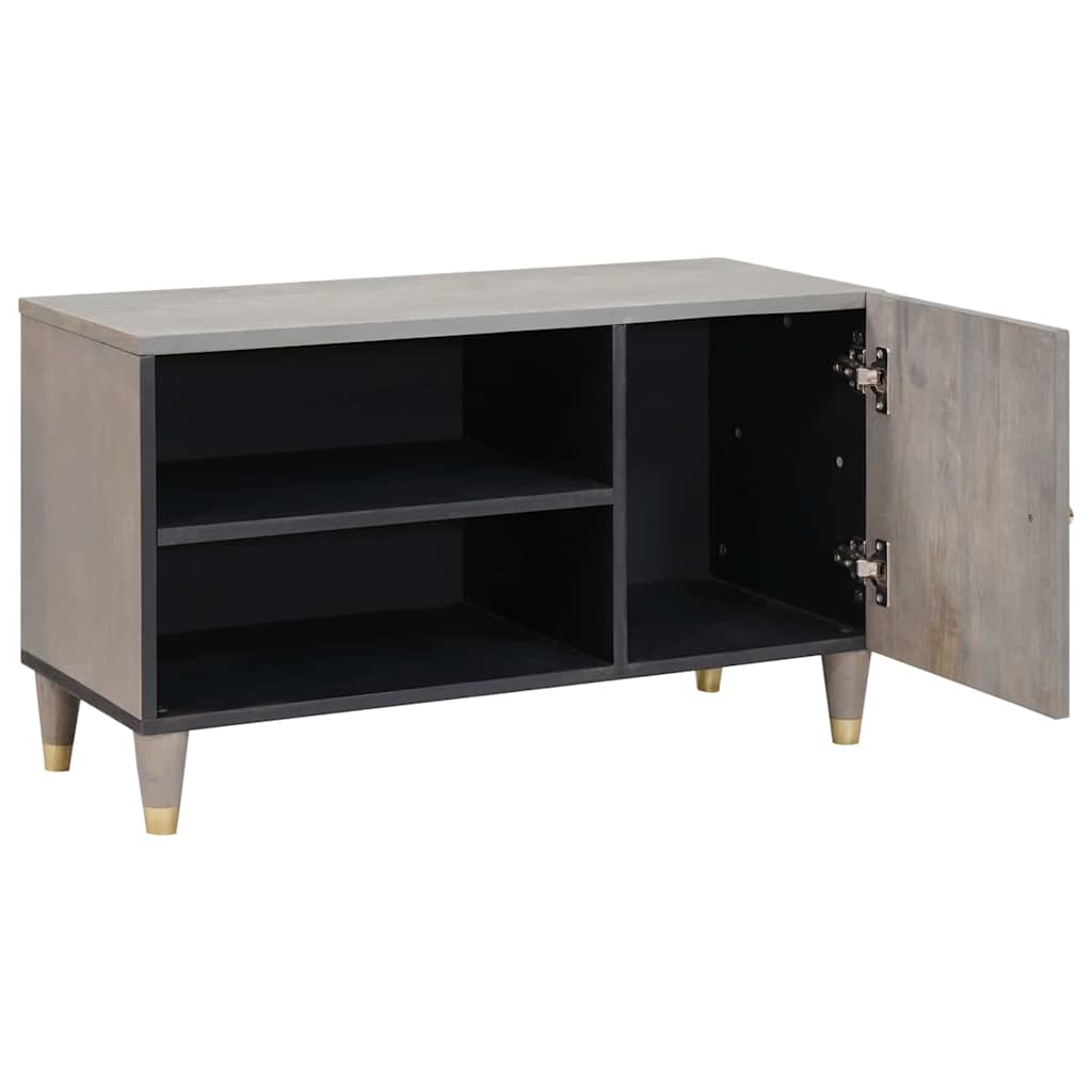 TV-Schränk mit Regal Grau 80 x 33 x 46 cm Massivholz Mango