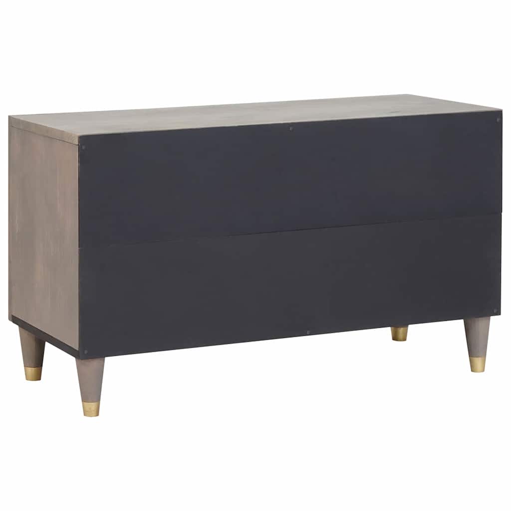 TV-Schränk mit Regal Grau 80 x 33 x 46 cm Massivholz Mango