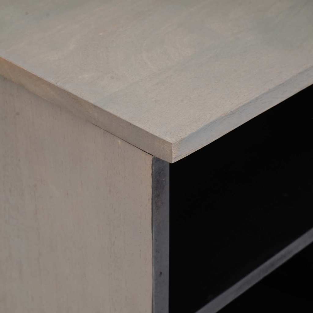TV-Schränk mit Regal Grau 100 x 33 x 46 cm Massivholz Mango