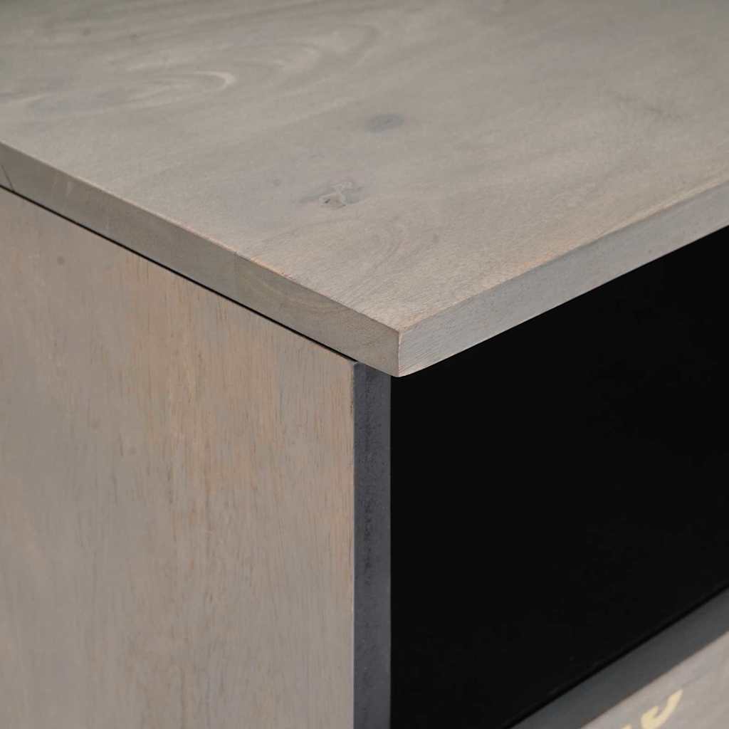 TV-Schränk mit Schubladen Grau 80 x 33 x 46 cm Massivholz Mango