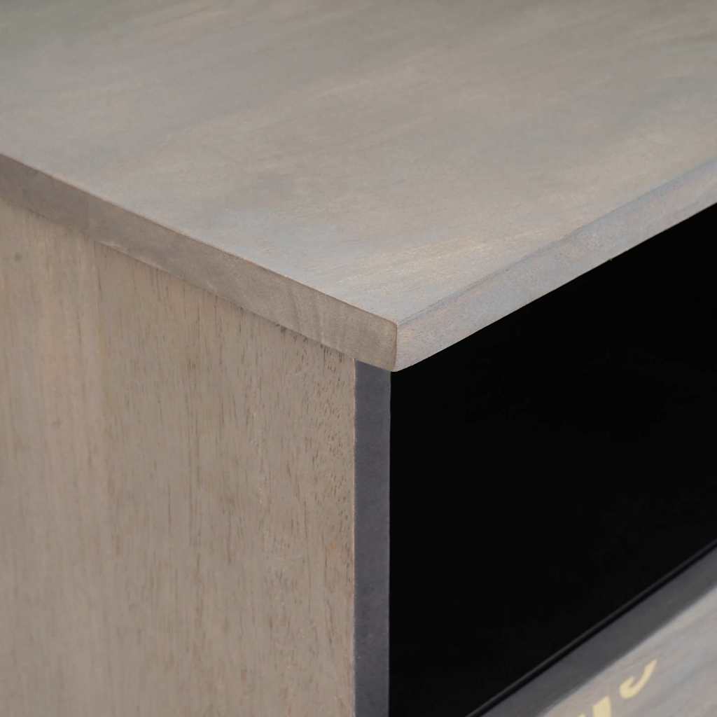 TV-Schränk mit Regal Grau 100 x 33 x 46 cm Massivholz Mango