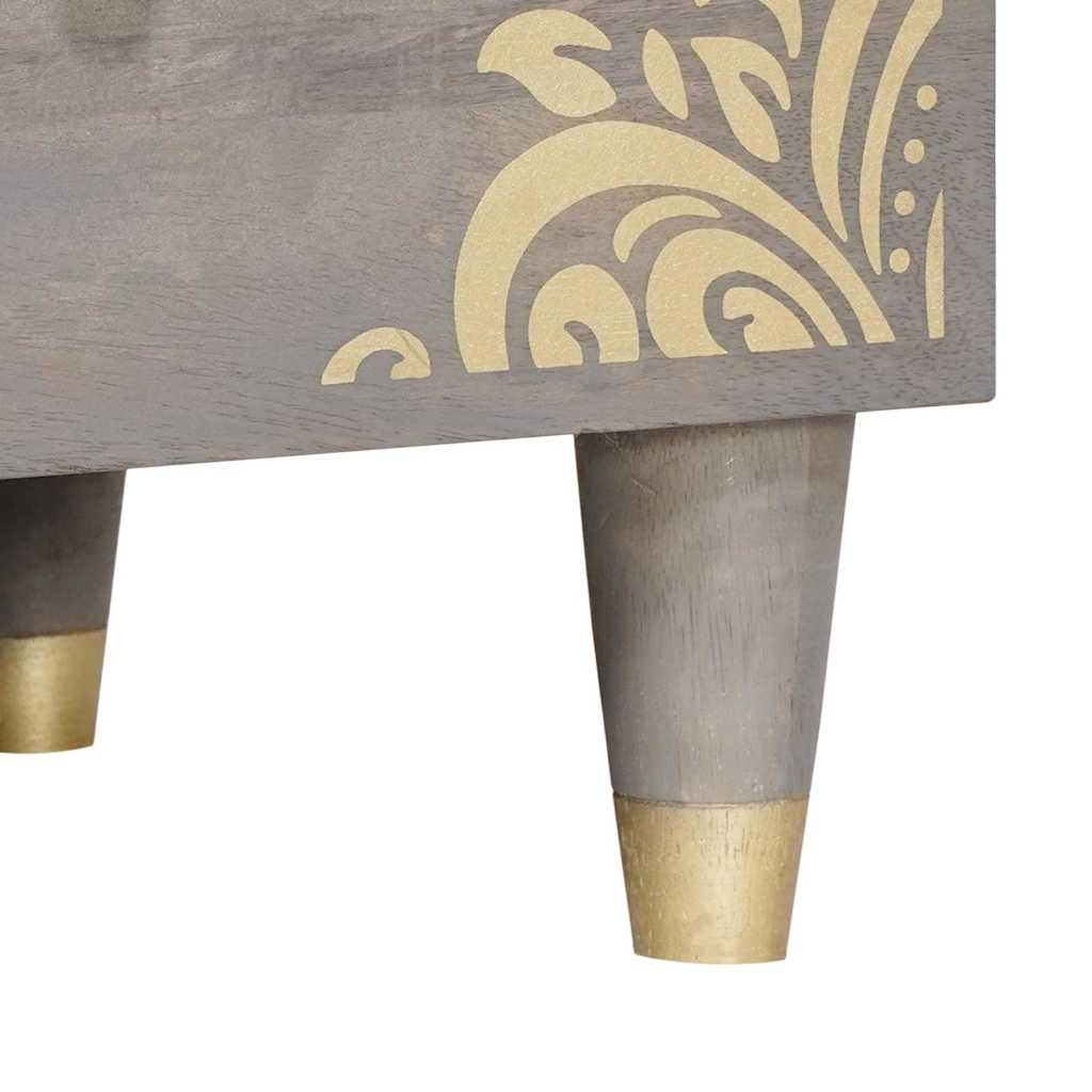 TV-Schränk mit Regal Grau 100 x 33 x 46 cm Massivholz Mango