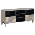 TV-Schränk mit Regal Grau 100 x 33 x 46 cm Massivholz Mango