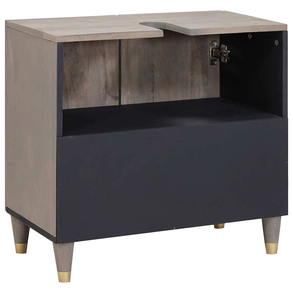 Waschbeckenunterschrank Grau 62 x 33 x 58 cm Massivholz Mango
